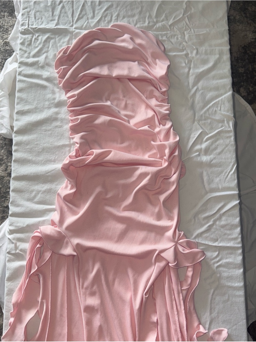 Light Pink Ruched Strapless Dress